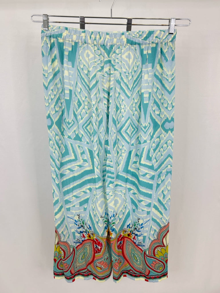 JOHNNY WAS Women Size XL Aqua Print Pants NWT