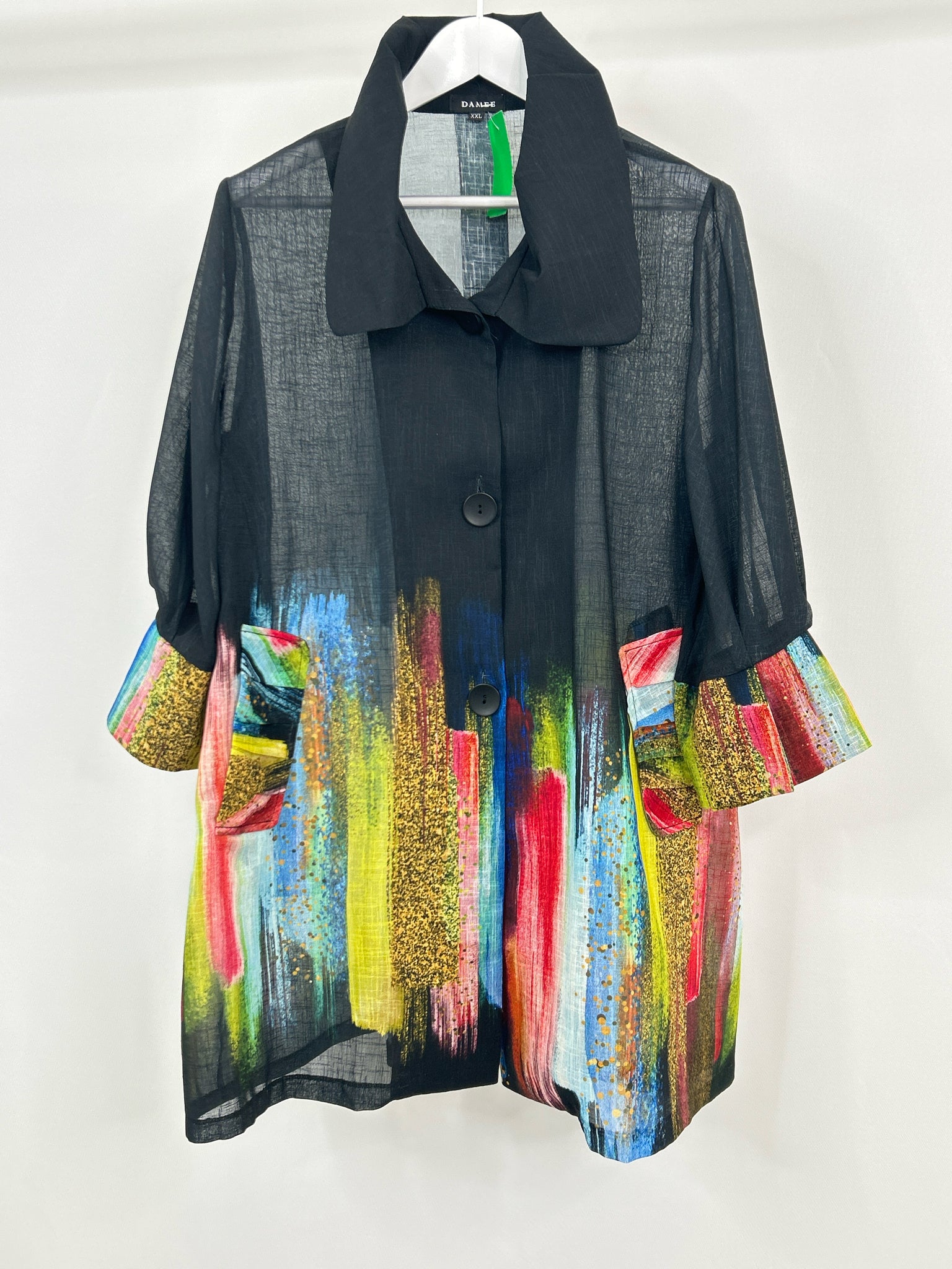 DAMEE Size XXL Black Print Women Jacket