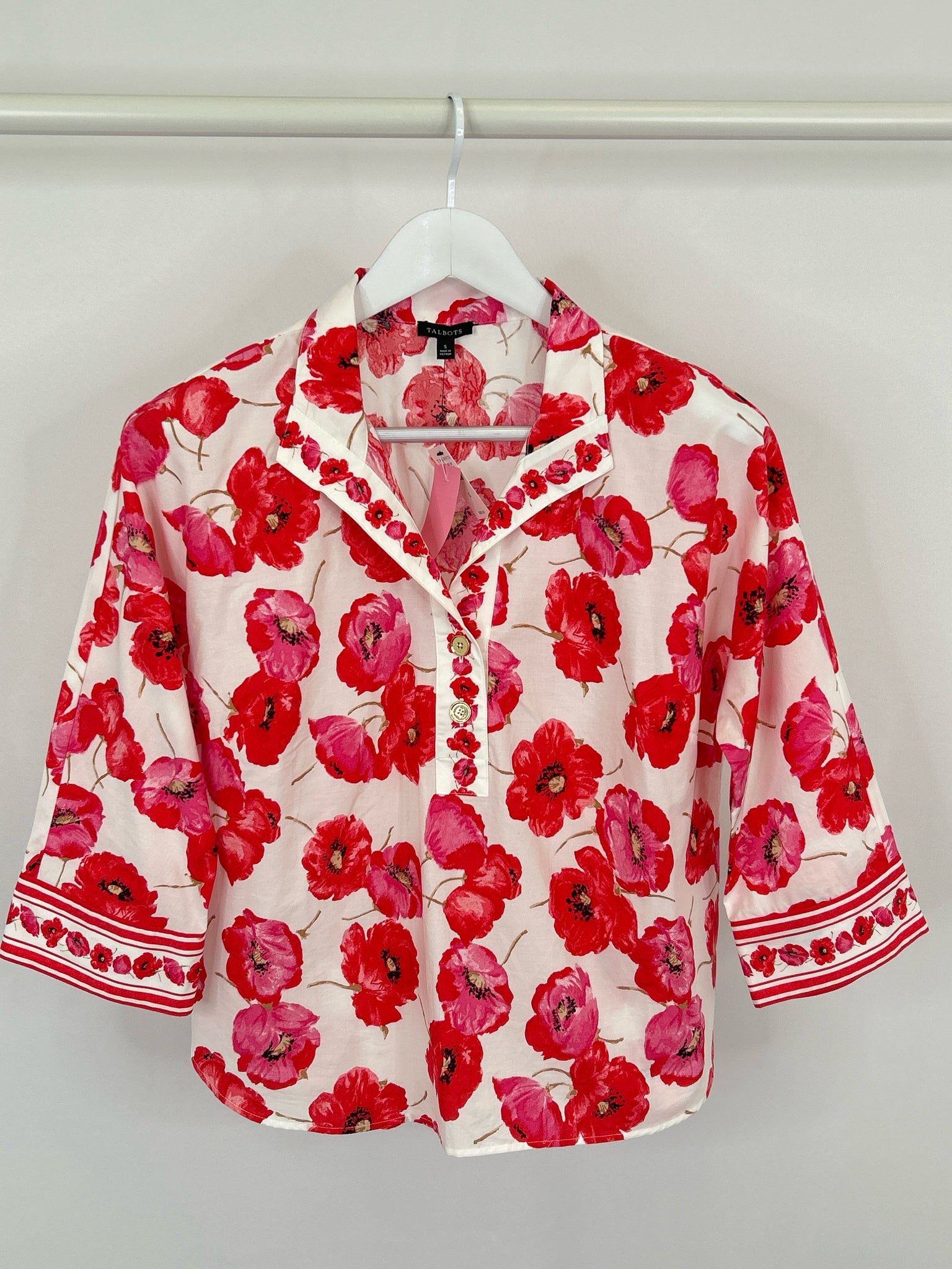 TALBOTS Size S Red and White Women Top NWT