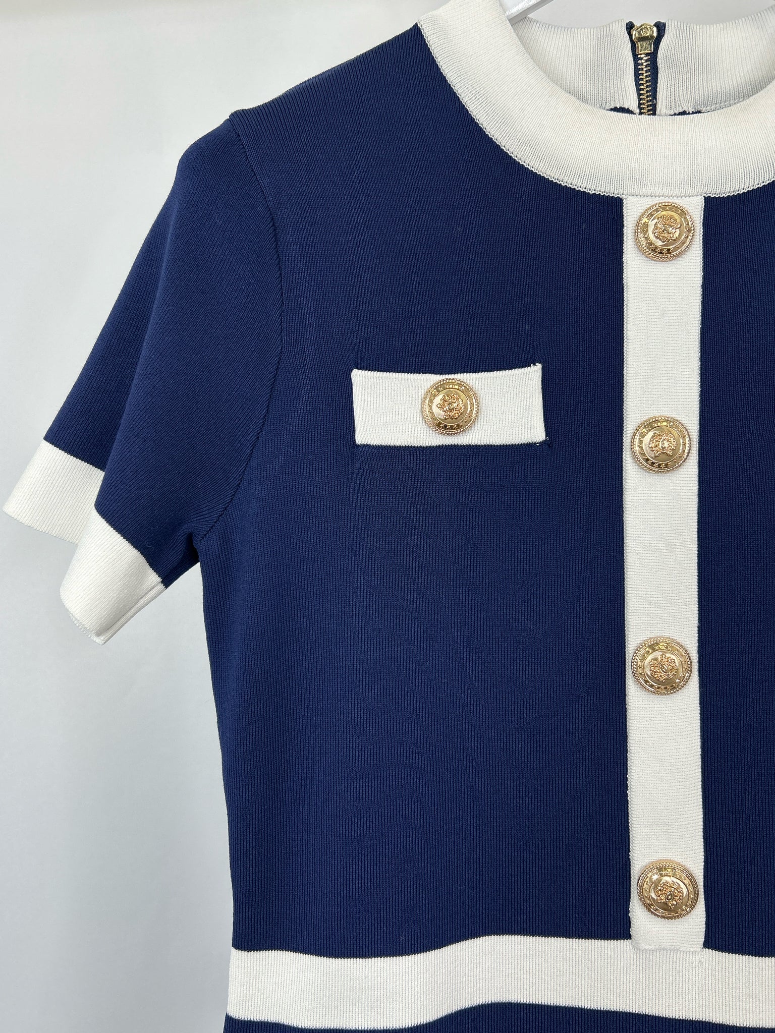 ALEXIA ADMOR Size L NAVY AND WHITE Women Dress