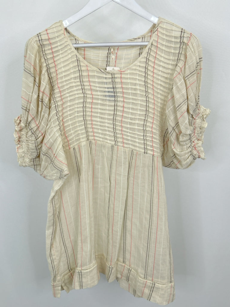 FREE PEOPLE Women Size S Cream Print Tunic