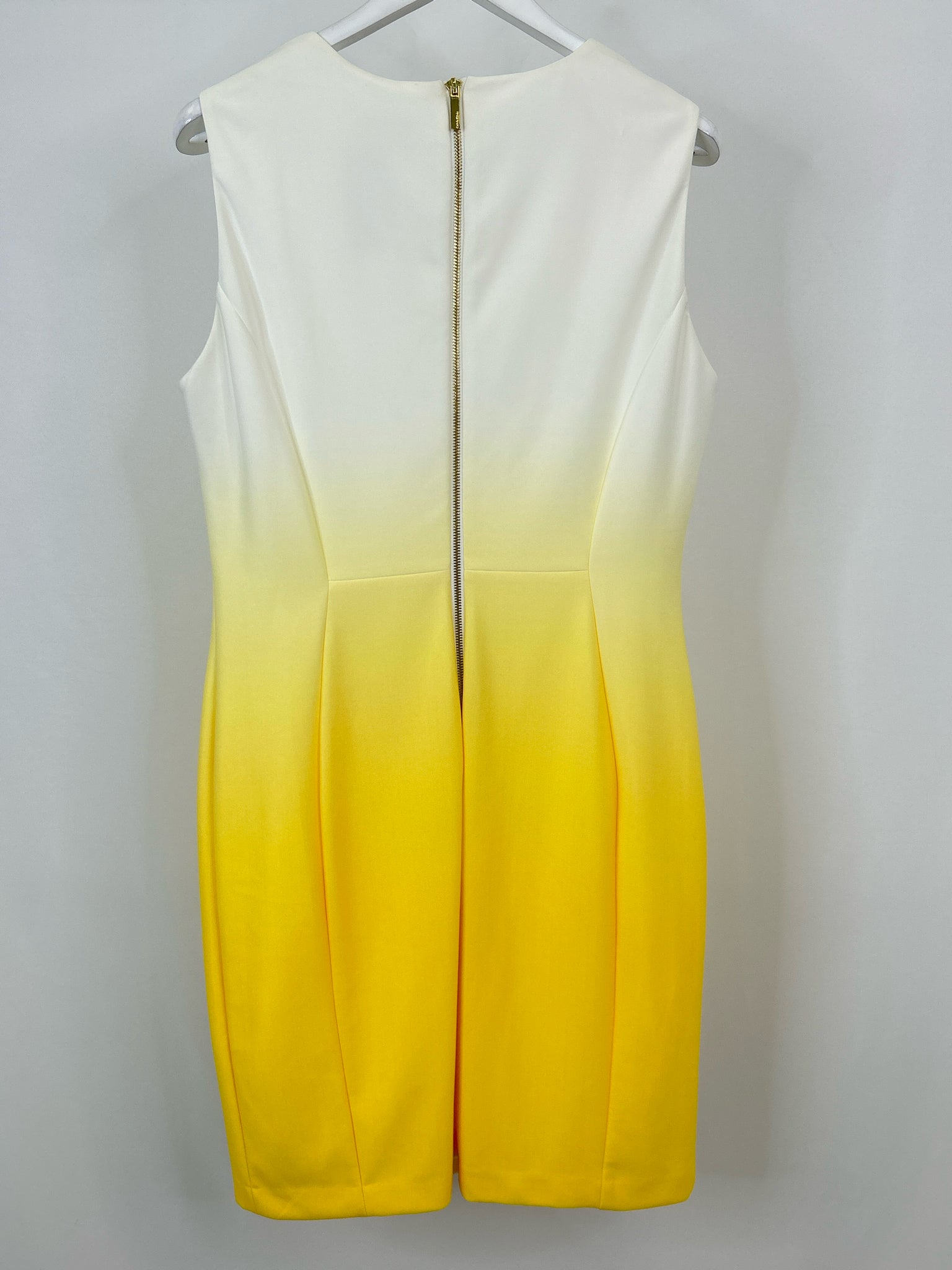CALVIN KLEIN Size 16 WHITE AND YELLOW Women Dress