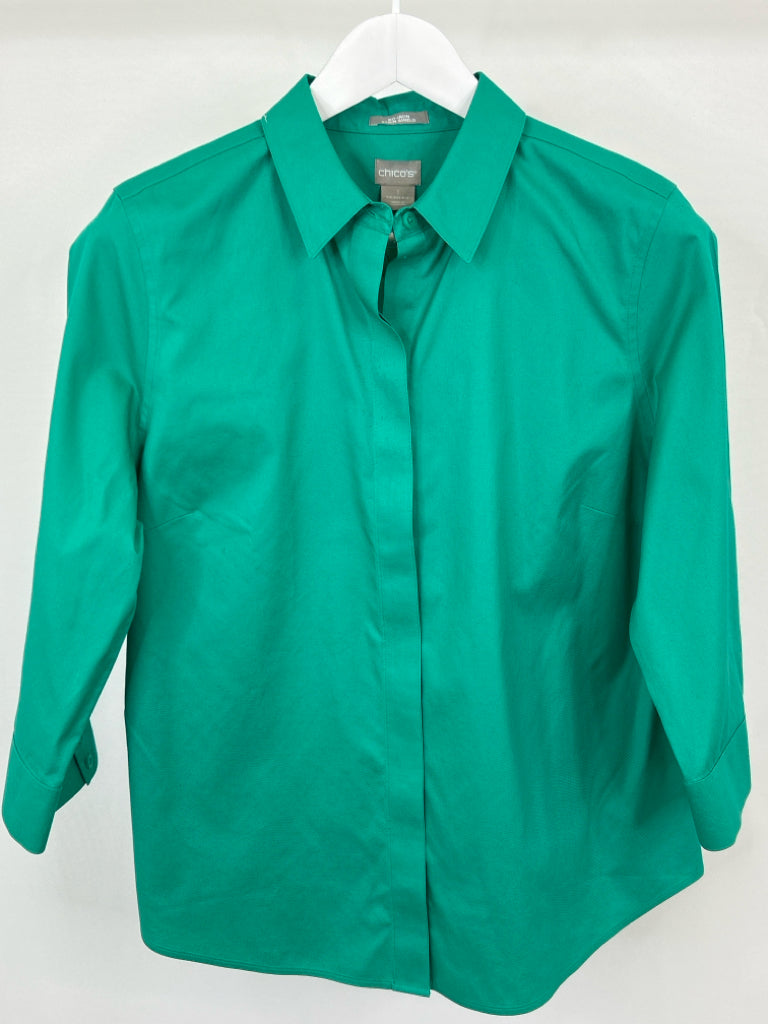 CHICO'S Size 8/10 Green Shirt