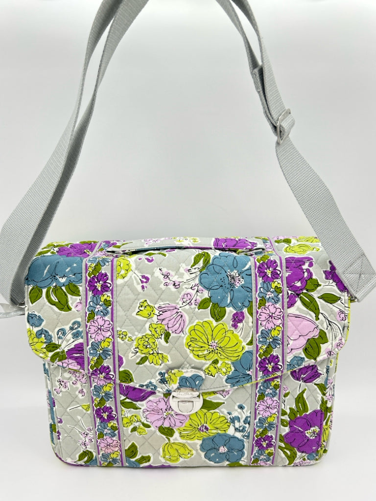 VERA BRADLEY Grey Floral Attache Bag Purse