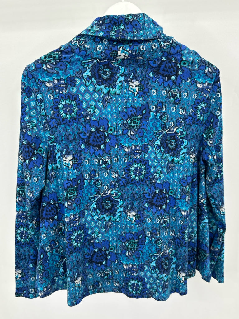 HABITAT Women Size S Blue Print Turtleneck