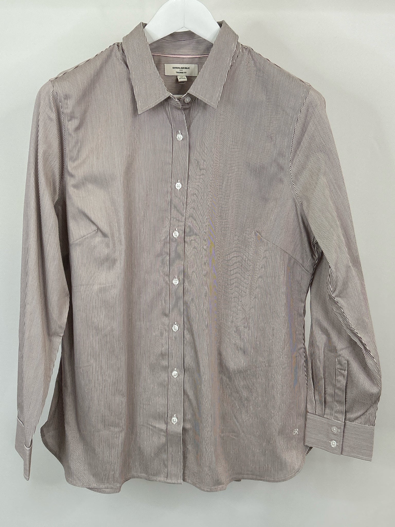 BANANA REPUBLIC Size 16 Maroon Striped Women Shirt
