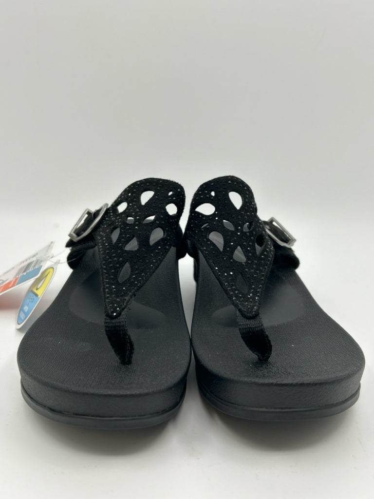 AETREX Women Size 7.5/8 Black Tasha Platform Thong Sandal NWT