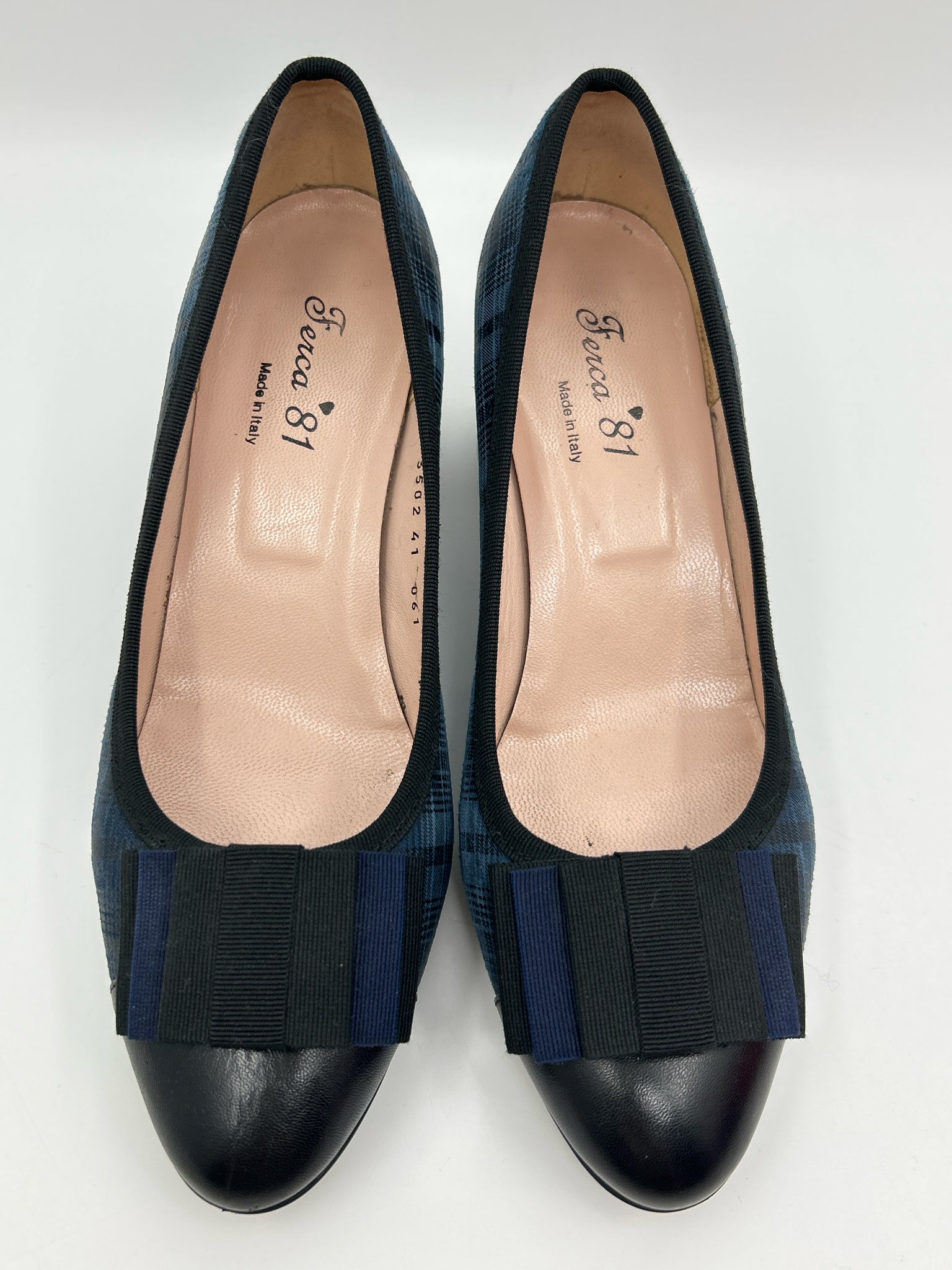 FERCA 81 Size 41/10 Blue Plaid Women Pumps