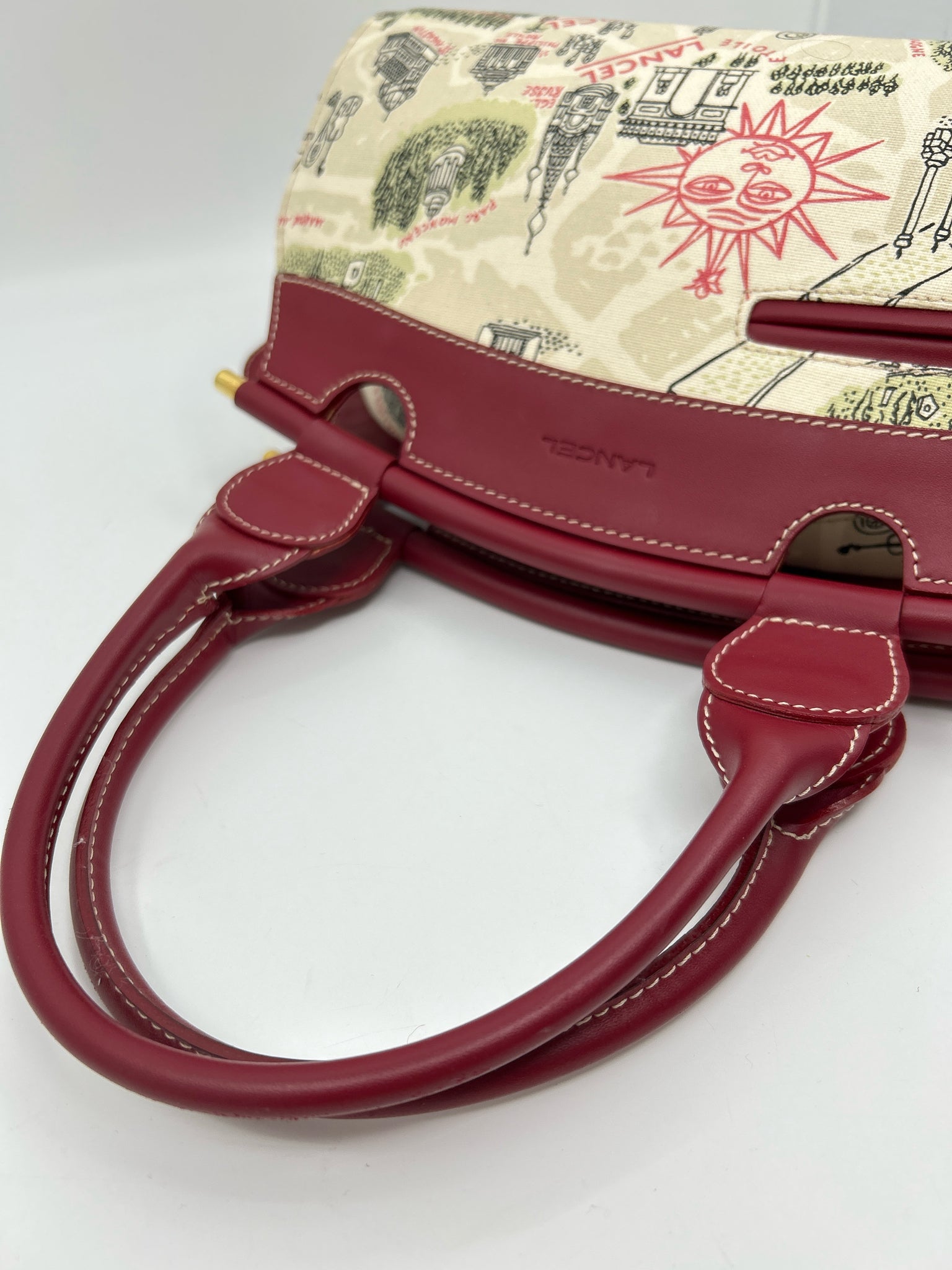 LANCEL beige and red Women Purse