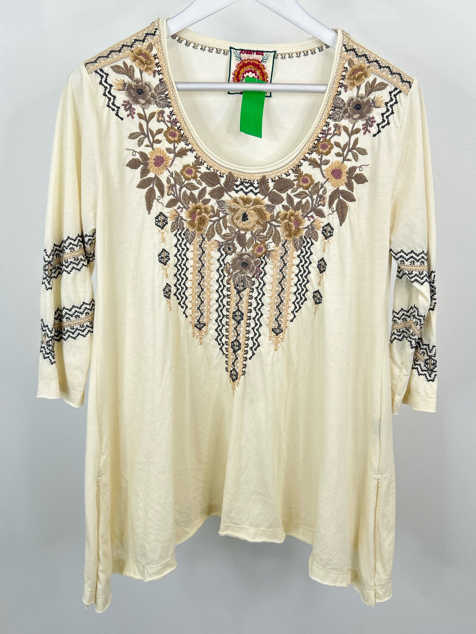 JOHNNY WAS Size M Beige Women Tunic