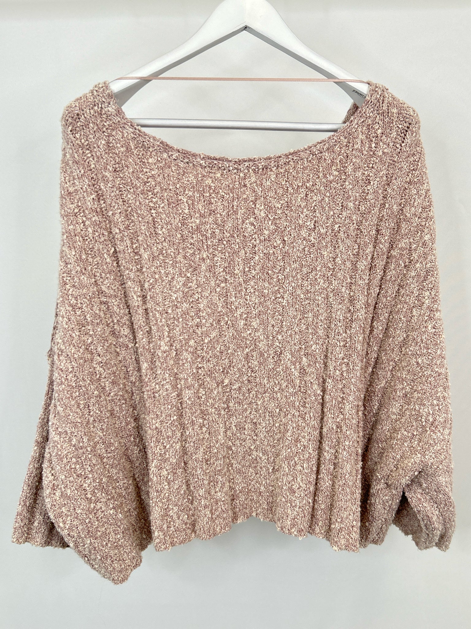 FREE PEOPLE Size L Mauve & White Women Sweater