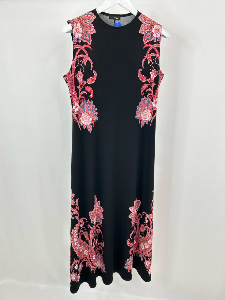 EVA VARRO Women Size M/L Black Print Dress