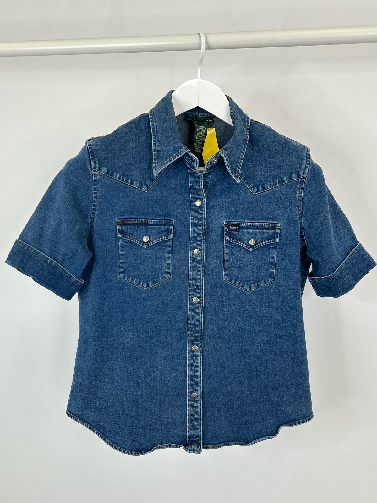 LAUREN JEANS CO Size 8 BLUE DENIM Women Shirt
