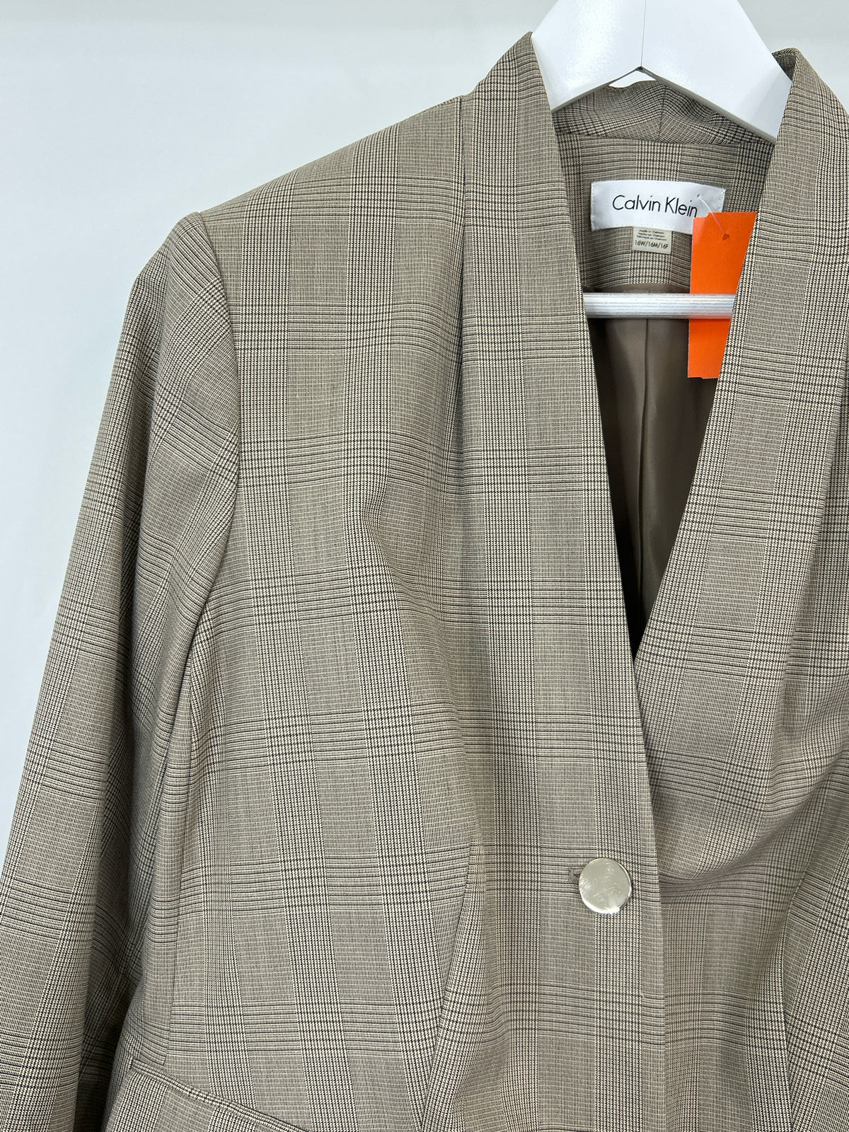 CALVIN KLEIN Size 16W Beige Women Blazer
