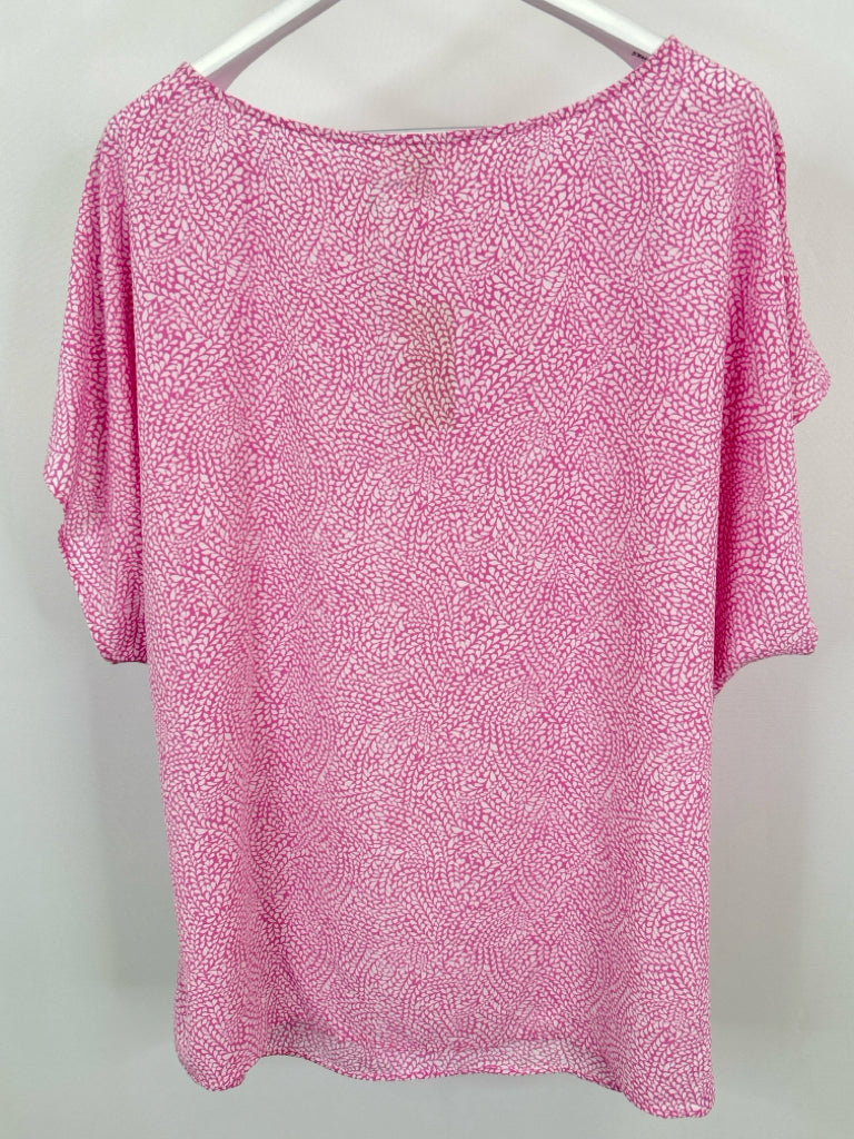 MICHAEL MICHAEL KORS Size 3X PINK AND WHITE Women's Top
