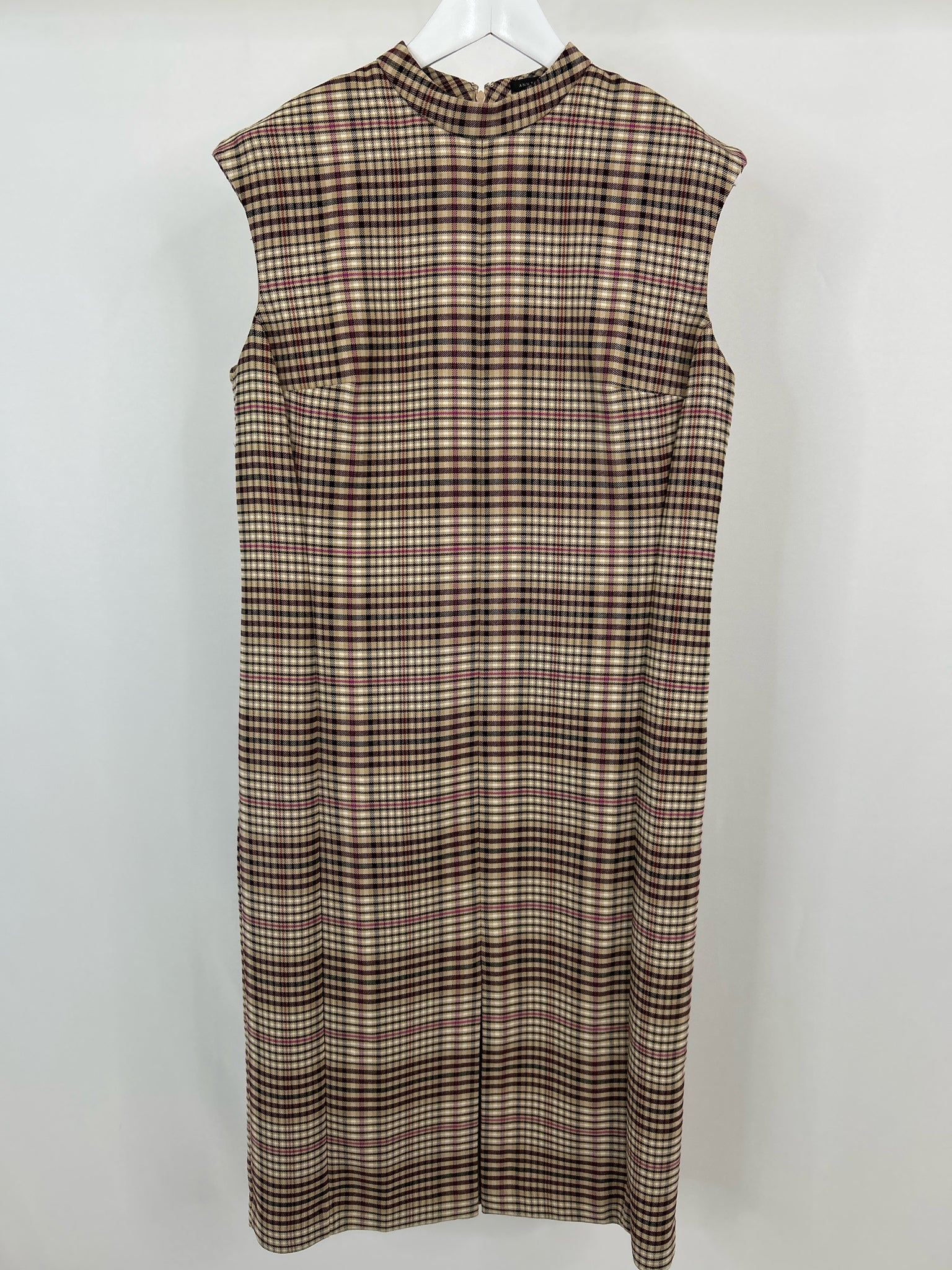 ANN TAYLOR Size 14 Beige Plaid Women Dress