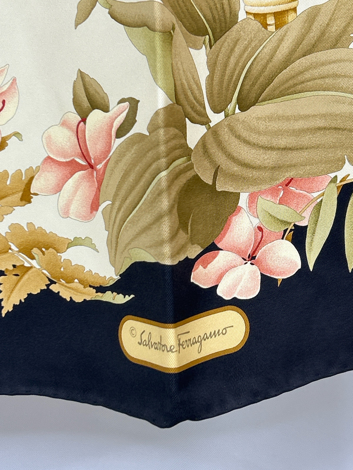 SALVATORE FERRAGAMO Navy & Beige Women Scarf
