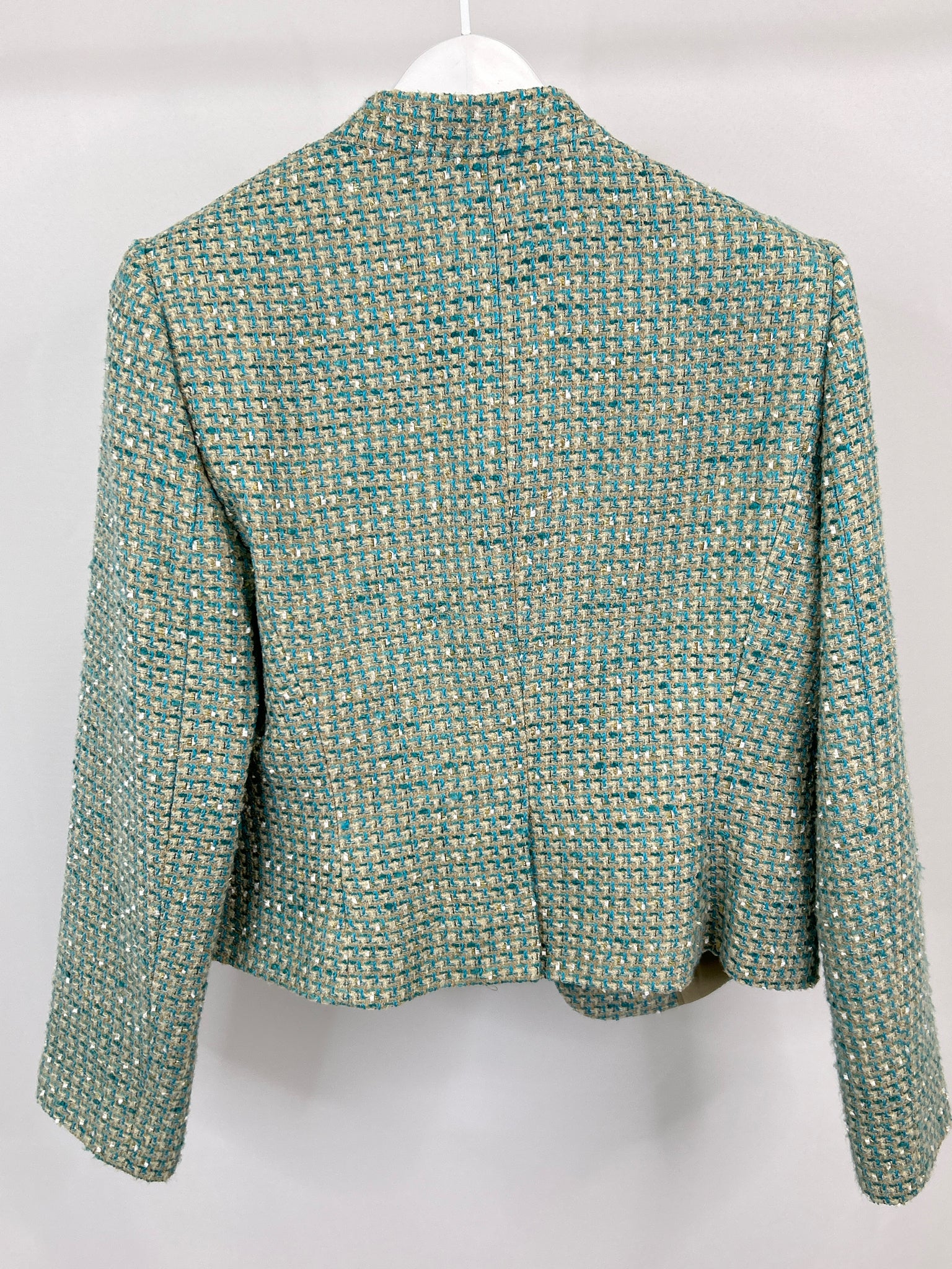 CALVIN KLEIN Size 12 AQUA & CREAM Women Jacket