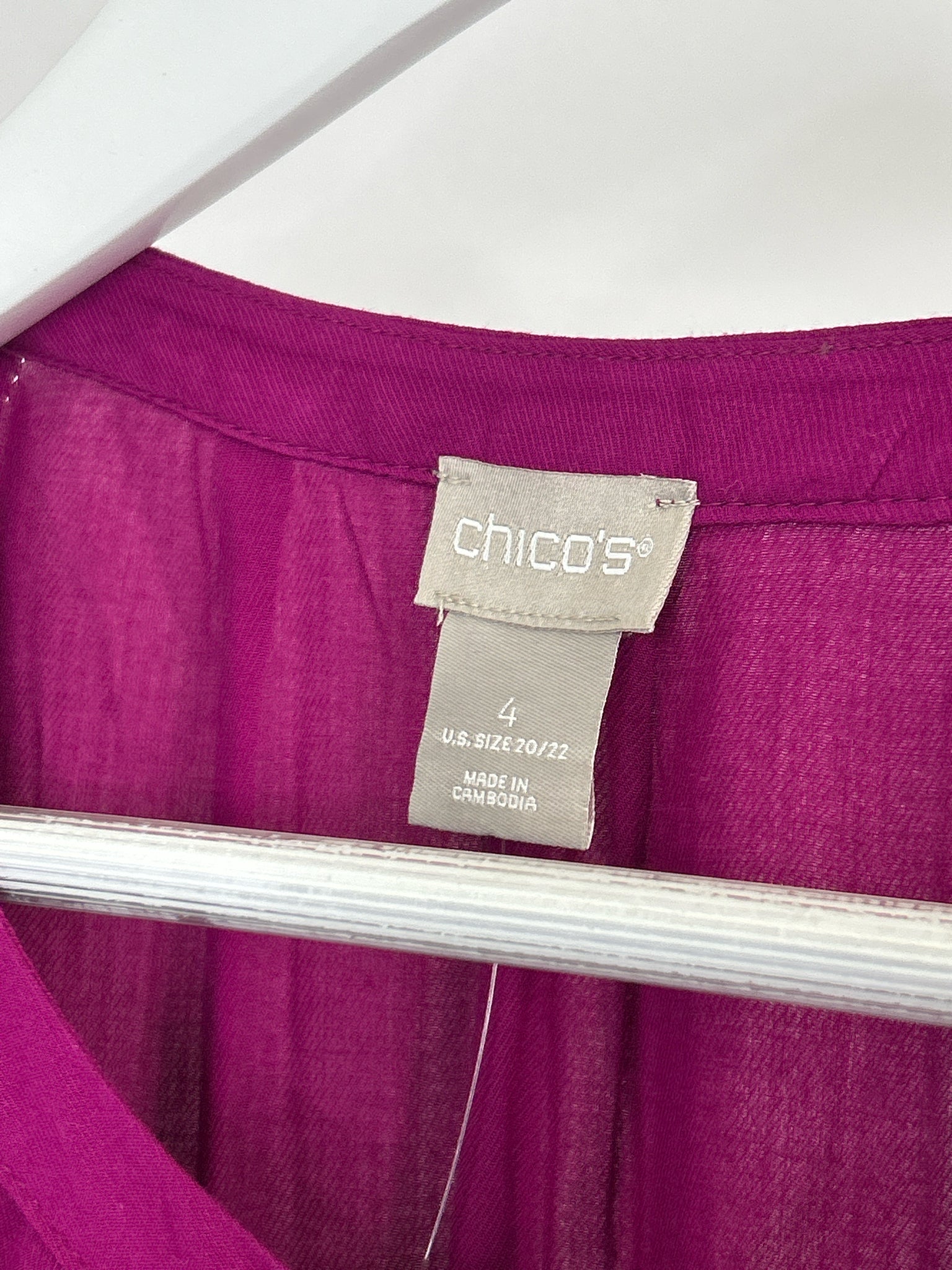 CHICO'S Size 20/22 MAGENTA Women Top