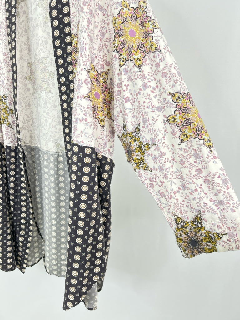 FREE PEOPLE Size L LAVENDER FLORAL Women's Kimono