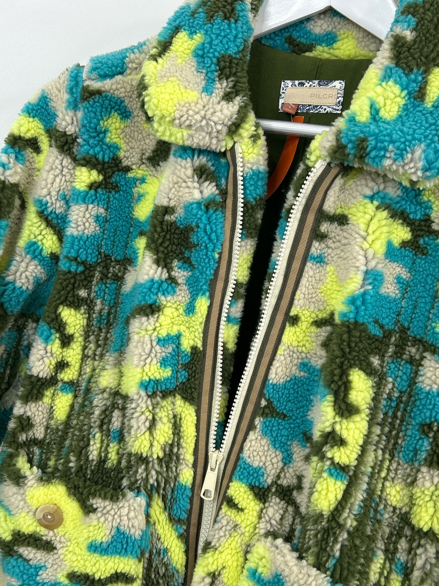 PILCRO Size L Beige and Blue Women Jacket