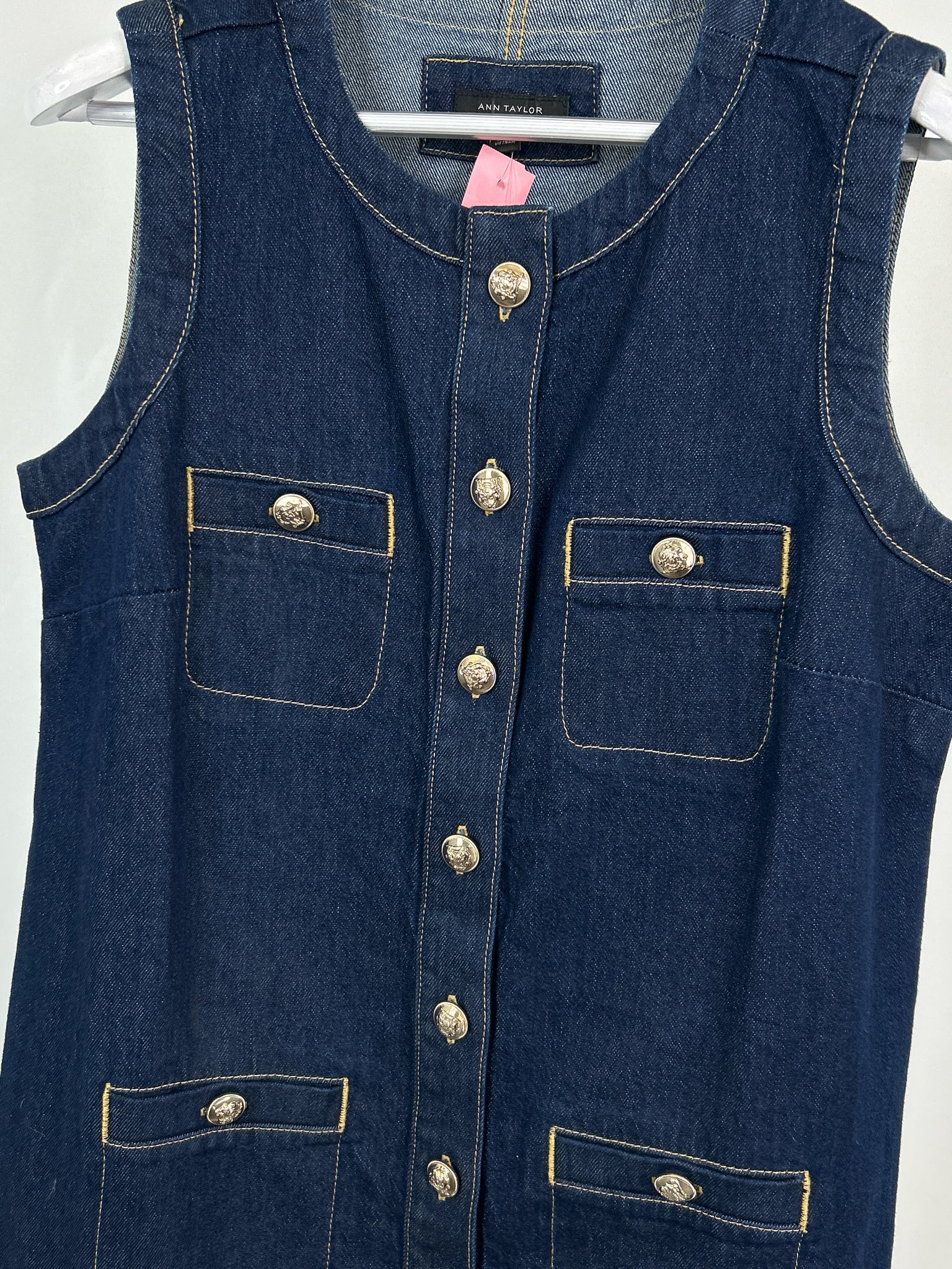 ANN TAYLOR Size 10P BLUE DENIM Women Dress