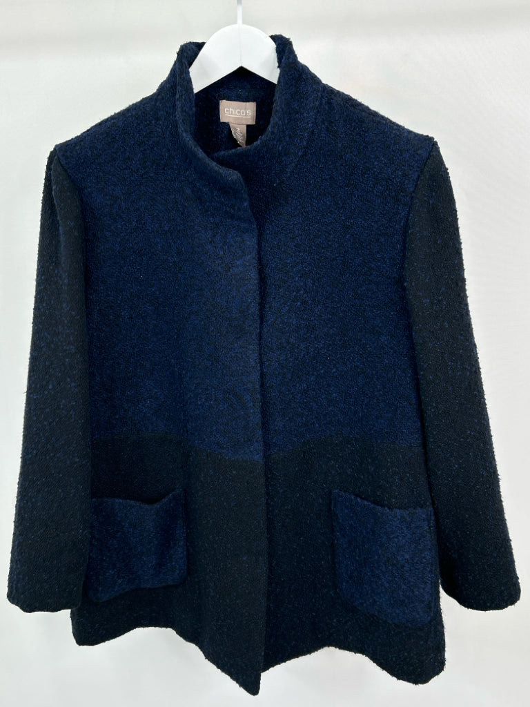 CHICO'S Women Size 16 Blue & Black Coat