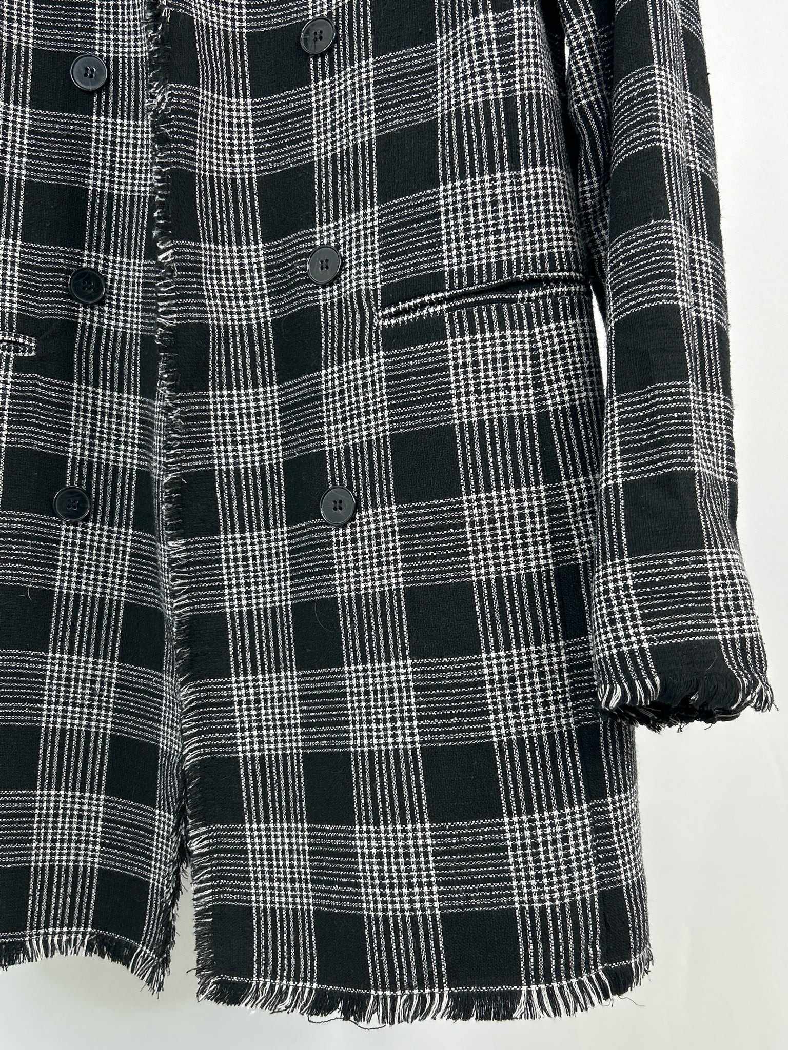 CAROLINA BELLE Size L Black Plaid Women Coat