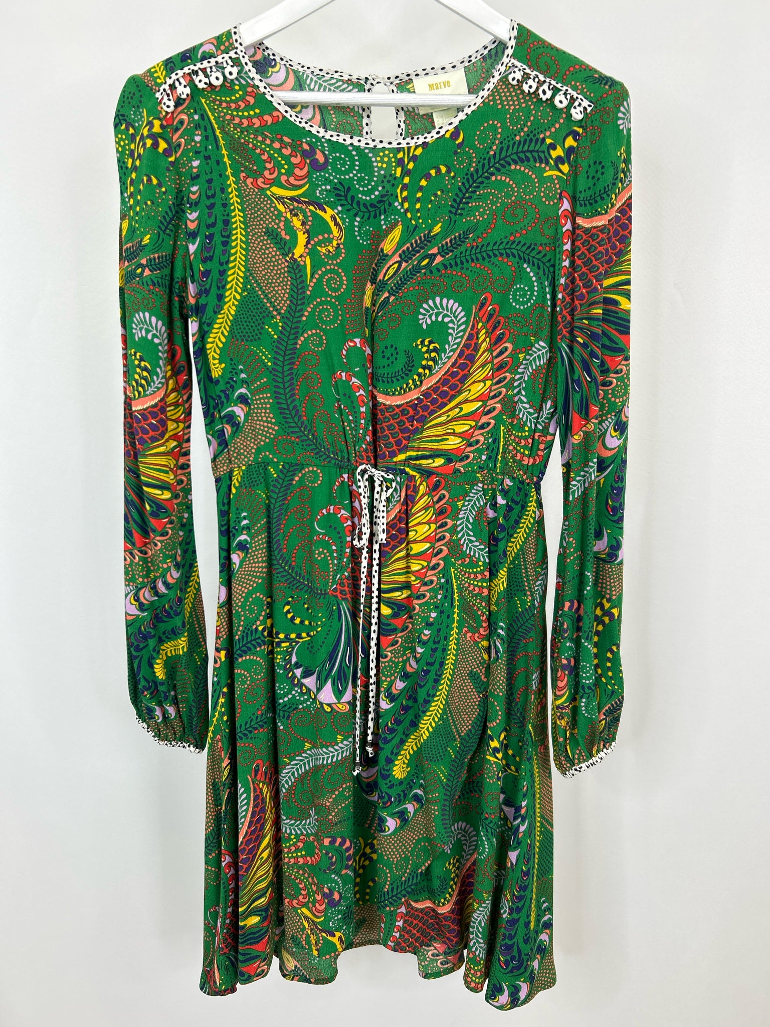 MAEVE Size 7 Green Print Women Dress