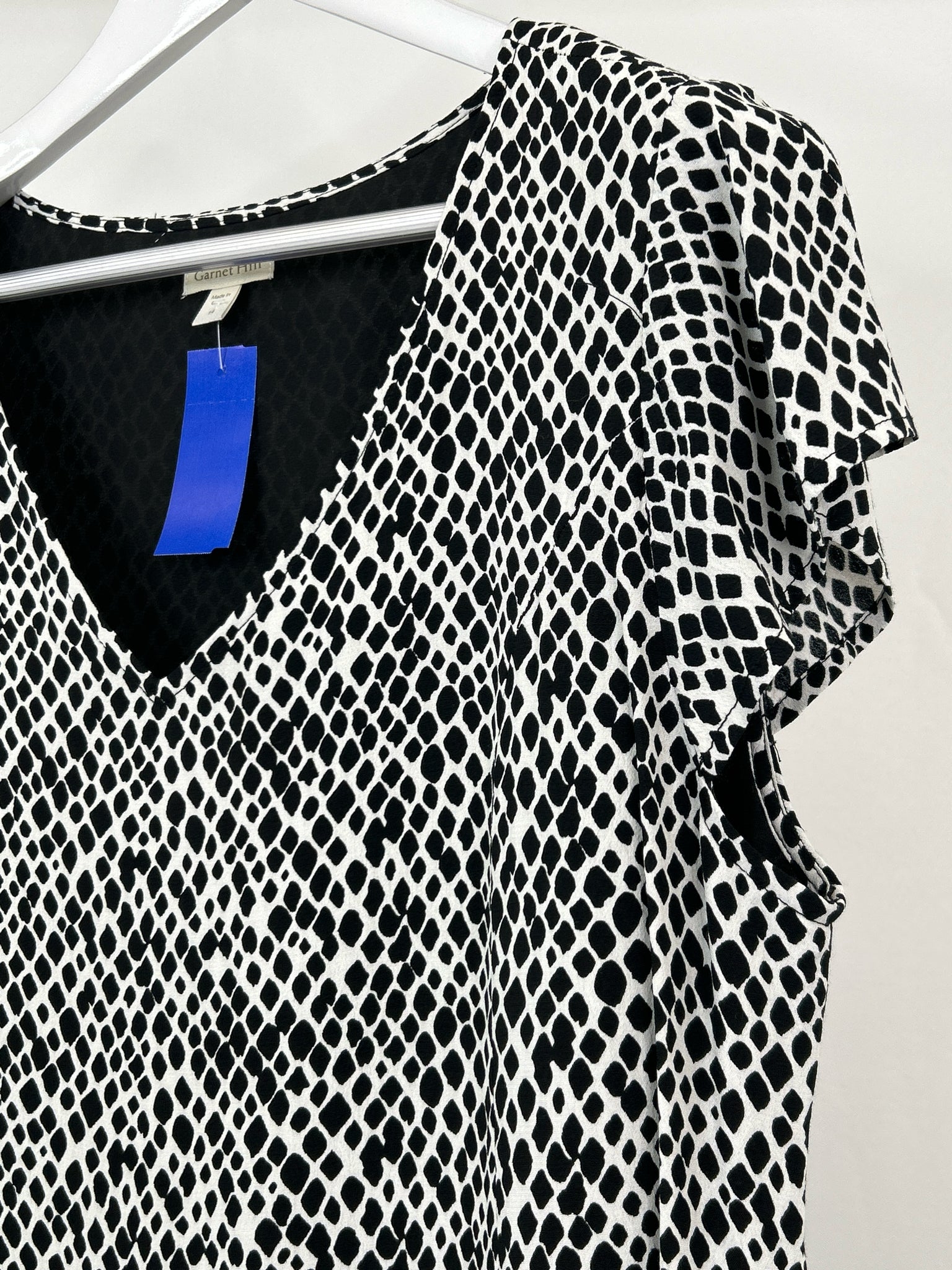 Garnet Hill Size 14 Black Print Women Dress