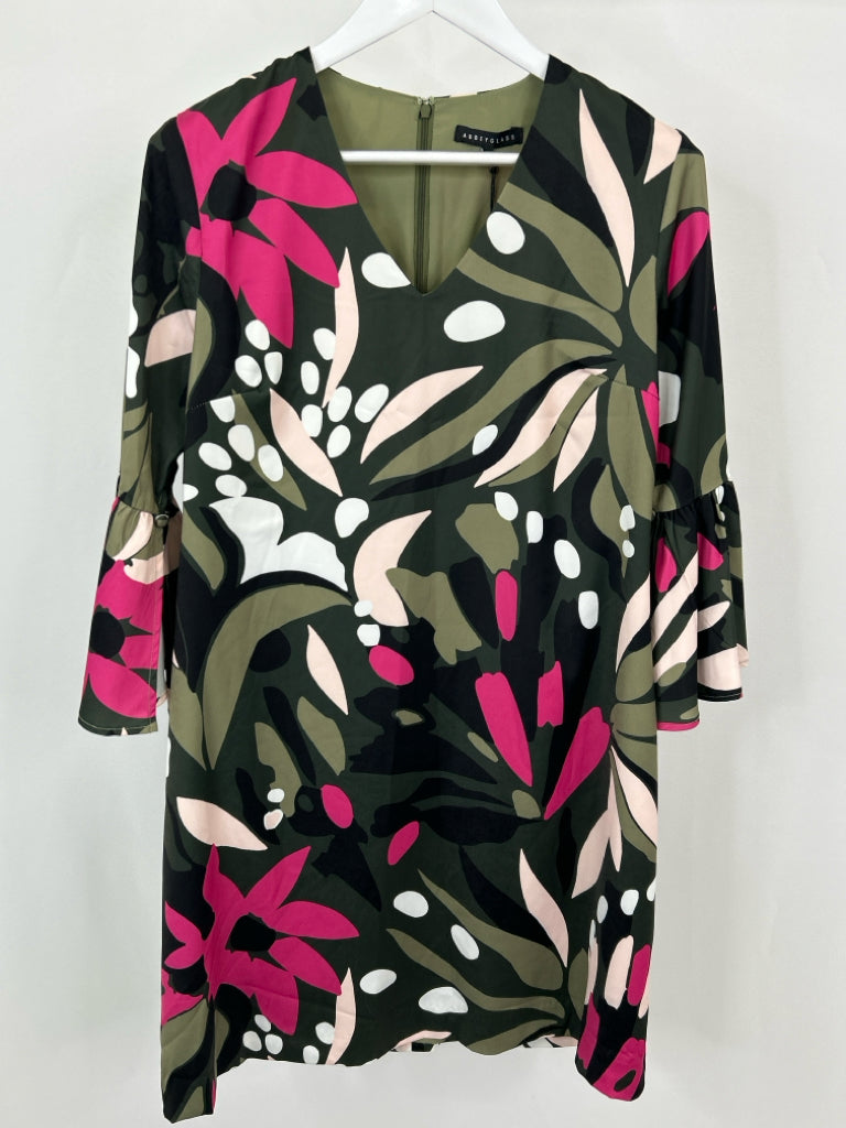 ABBEY GLASS NWT Size L Olive and Pink Dress