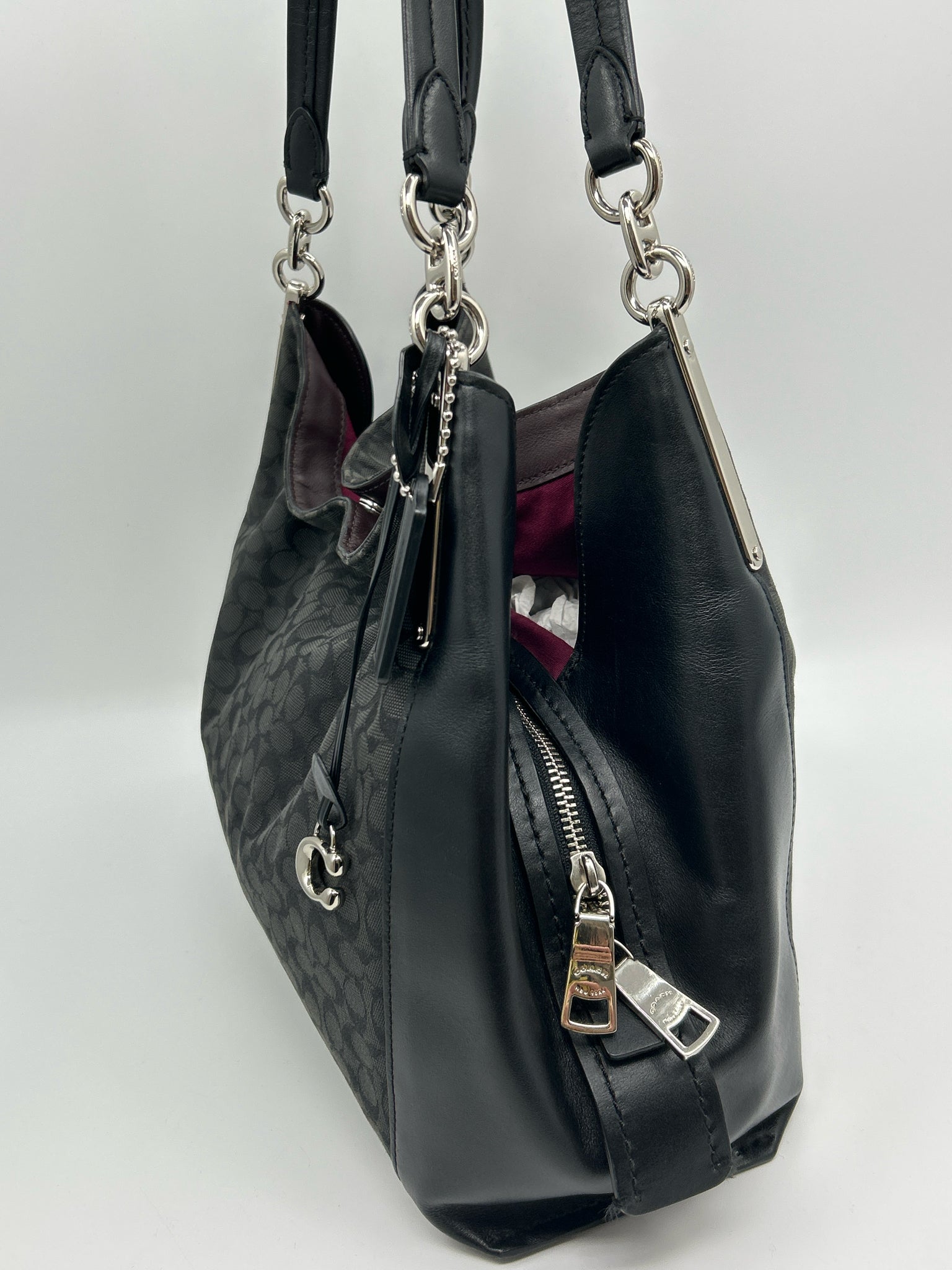 COACH GRAY AND BLACK Women Purse