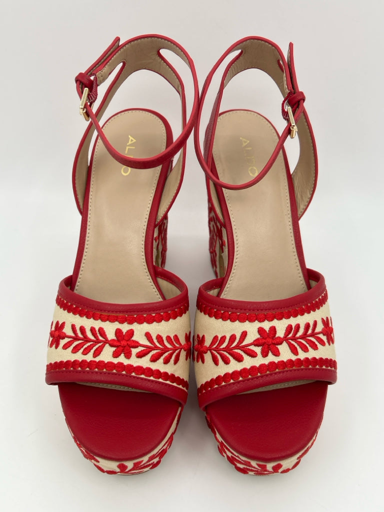 ALDO Size 9 RED AND CREAM Women's Sandal