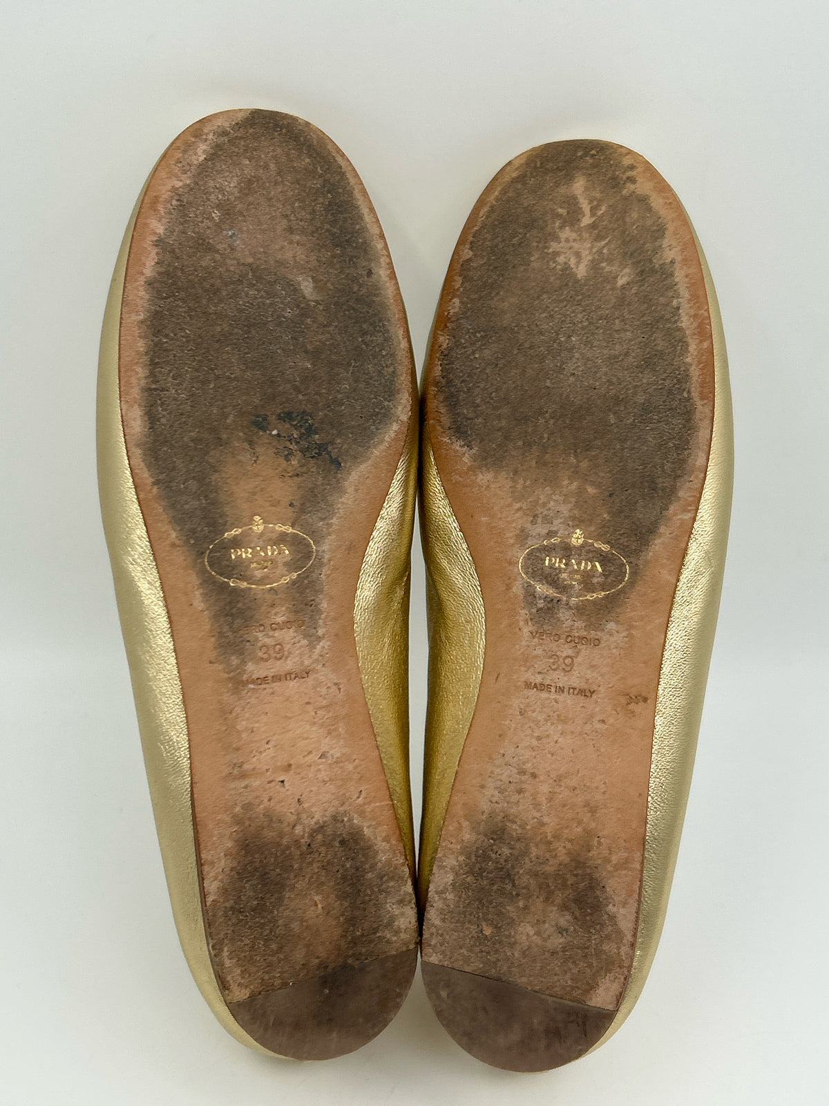 PRADA Size 39/9 Gold Women Flats