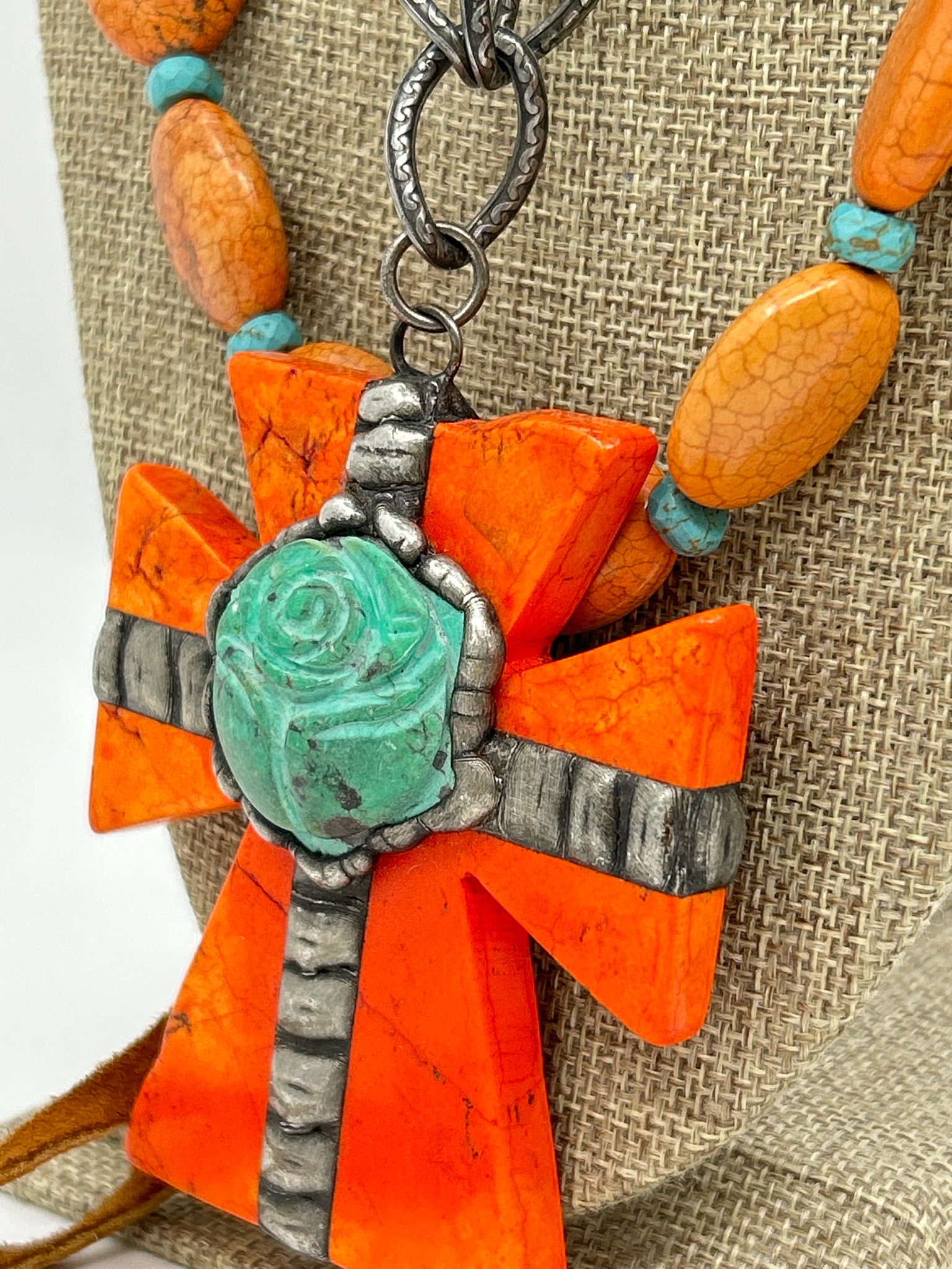 ART BY AMY NWT Orange & Turquoise Necklace