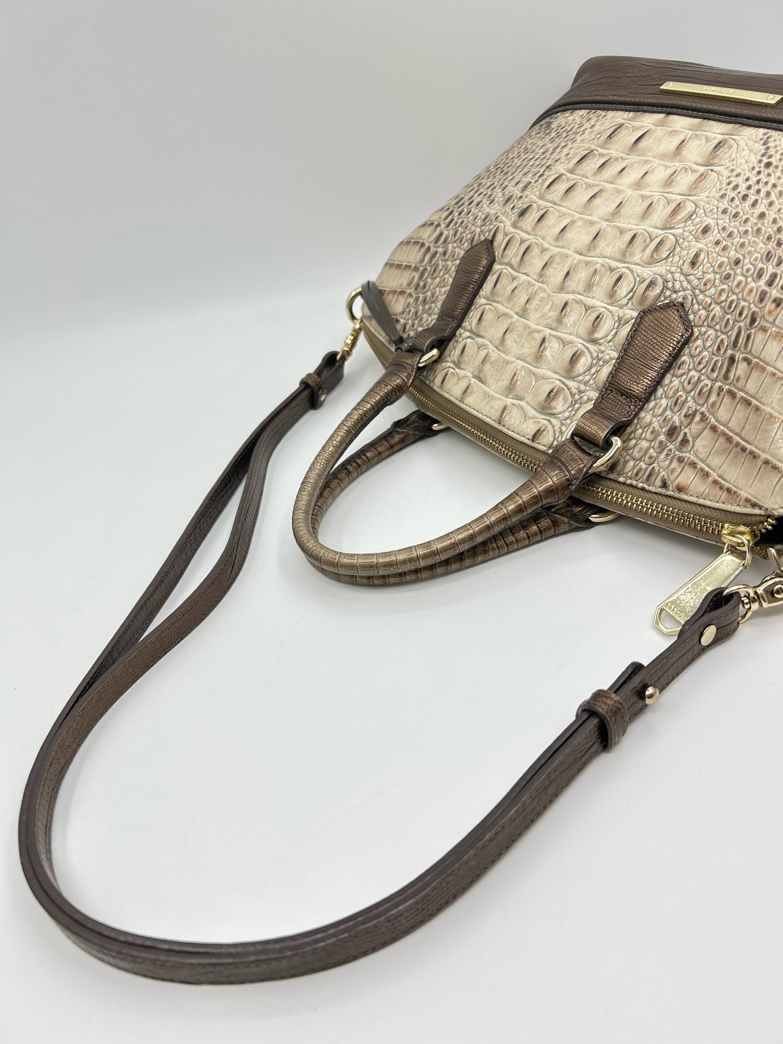 BRAHMIN Beige and Bronze Women Purse