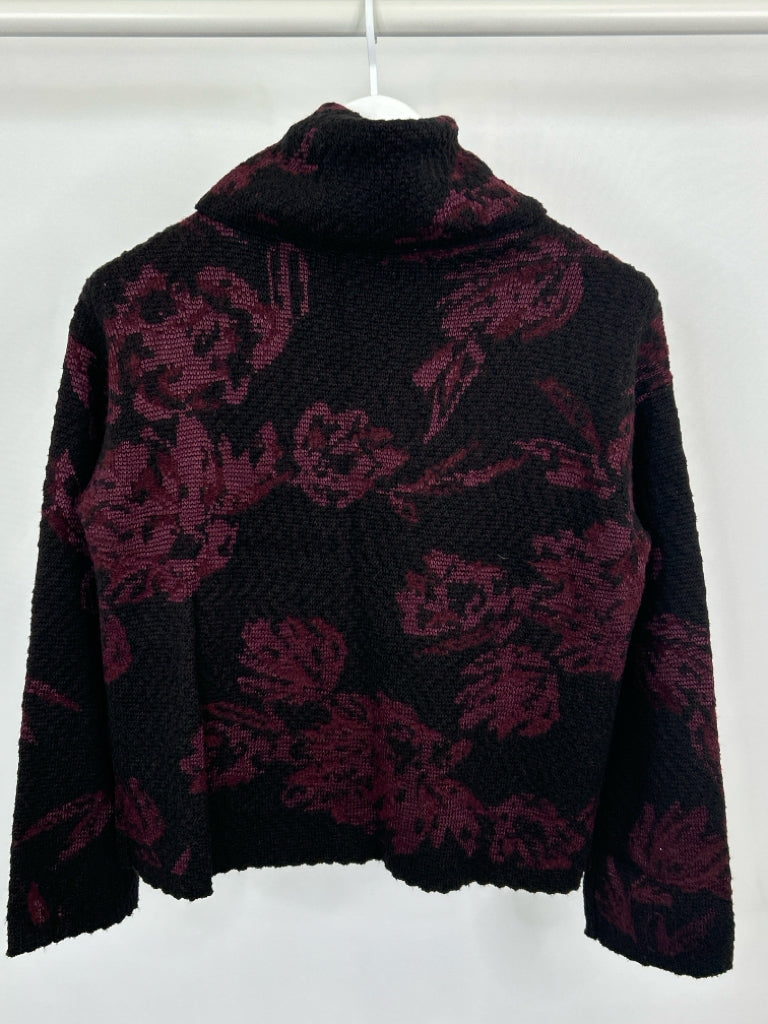 White House Black Market Women Size M BLACK AND BURGUNDY Sweater