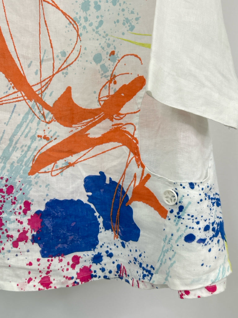Ali Miles Size XL White Print Women's Tunic