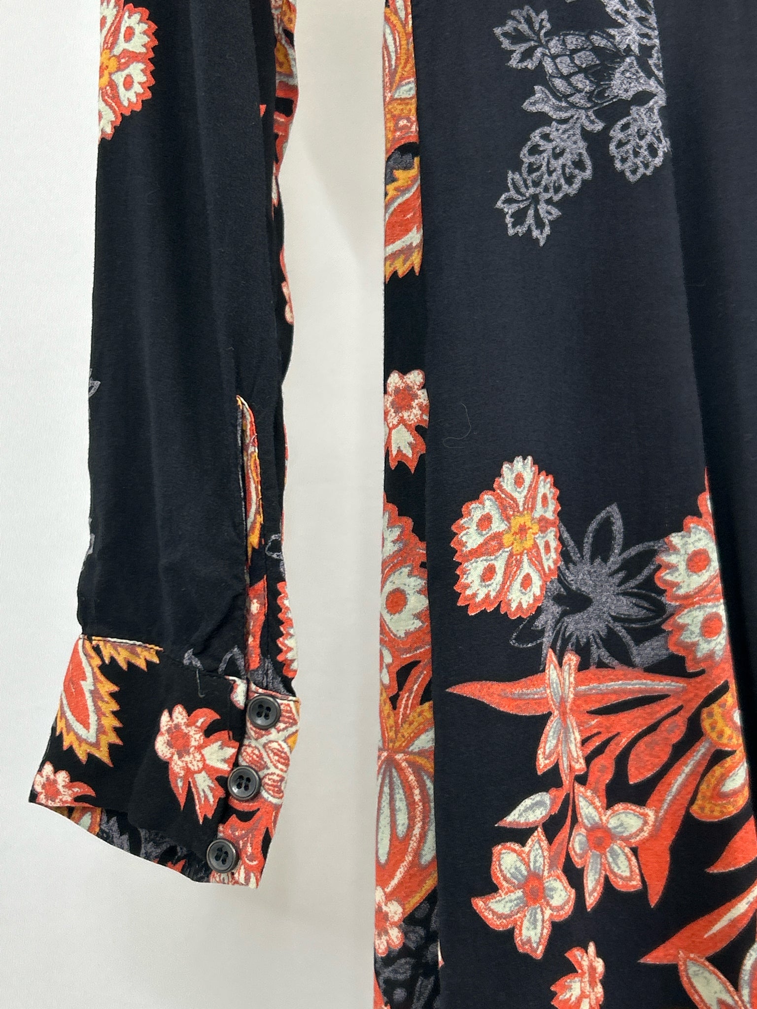 FREE PEOPLE Size 6 Black Print Women Dress