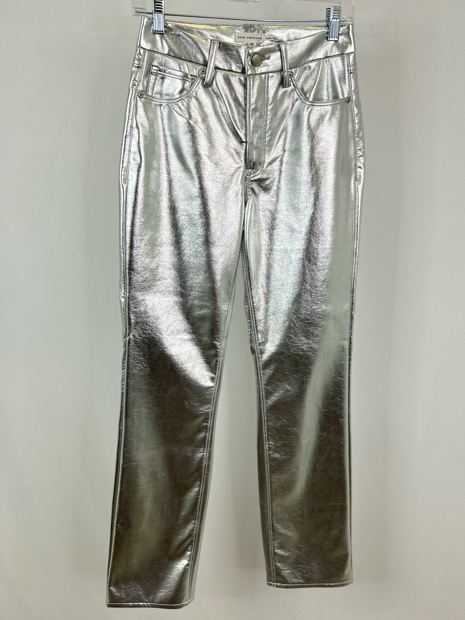 GOOD AMERICAN Size 2/26 Silver Women Pants NWT