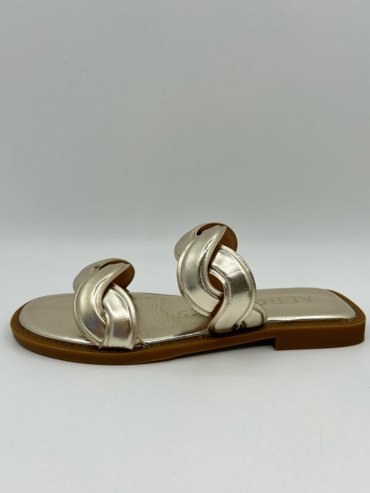 AEROSOLES Size 7.5 Gold Women Sandal
