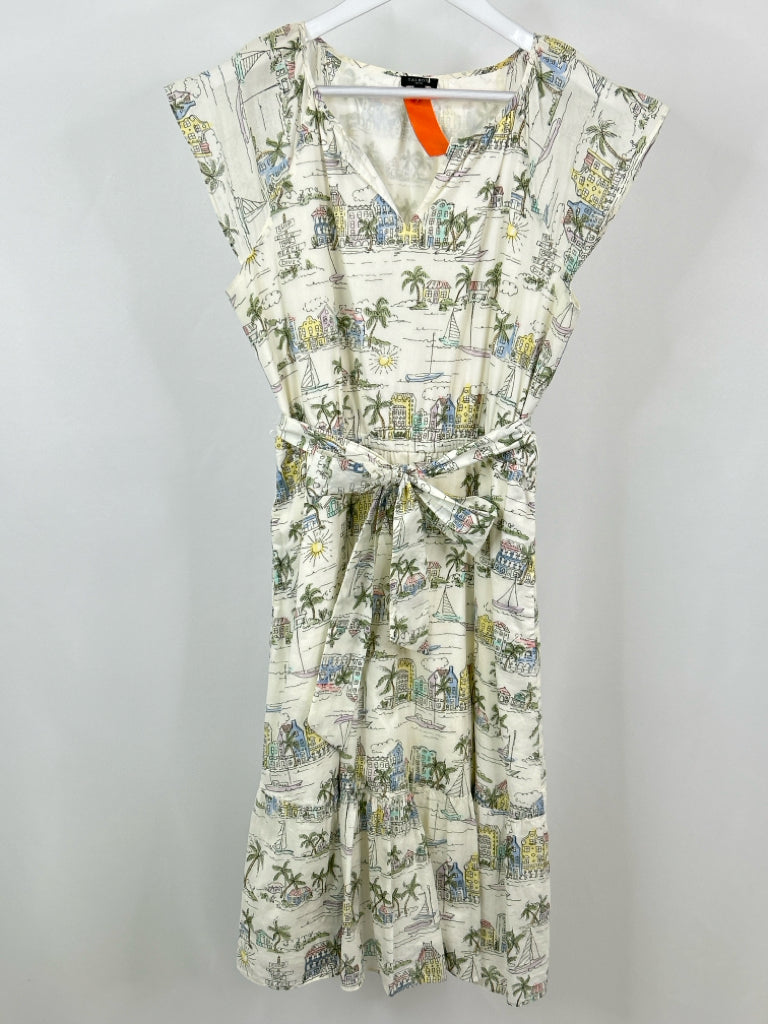 TALBOTS Size 12 OFF WHITE PRINT Dress