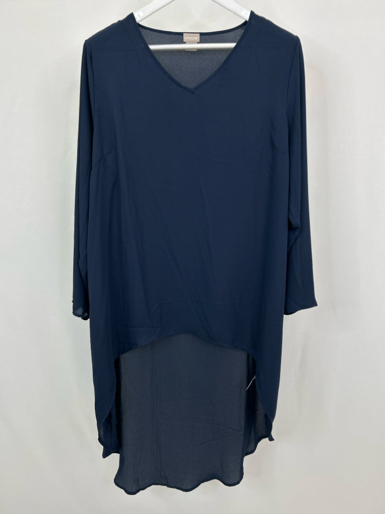 CHICO'S Women Size 16/18 Navy Tunic