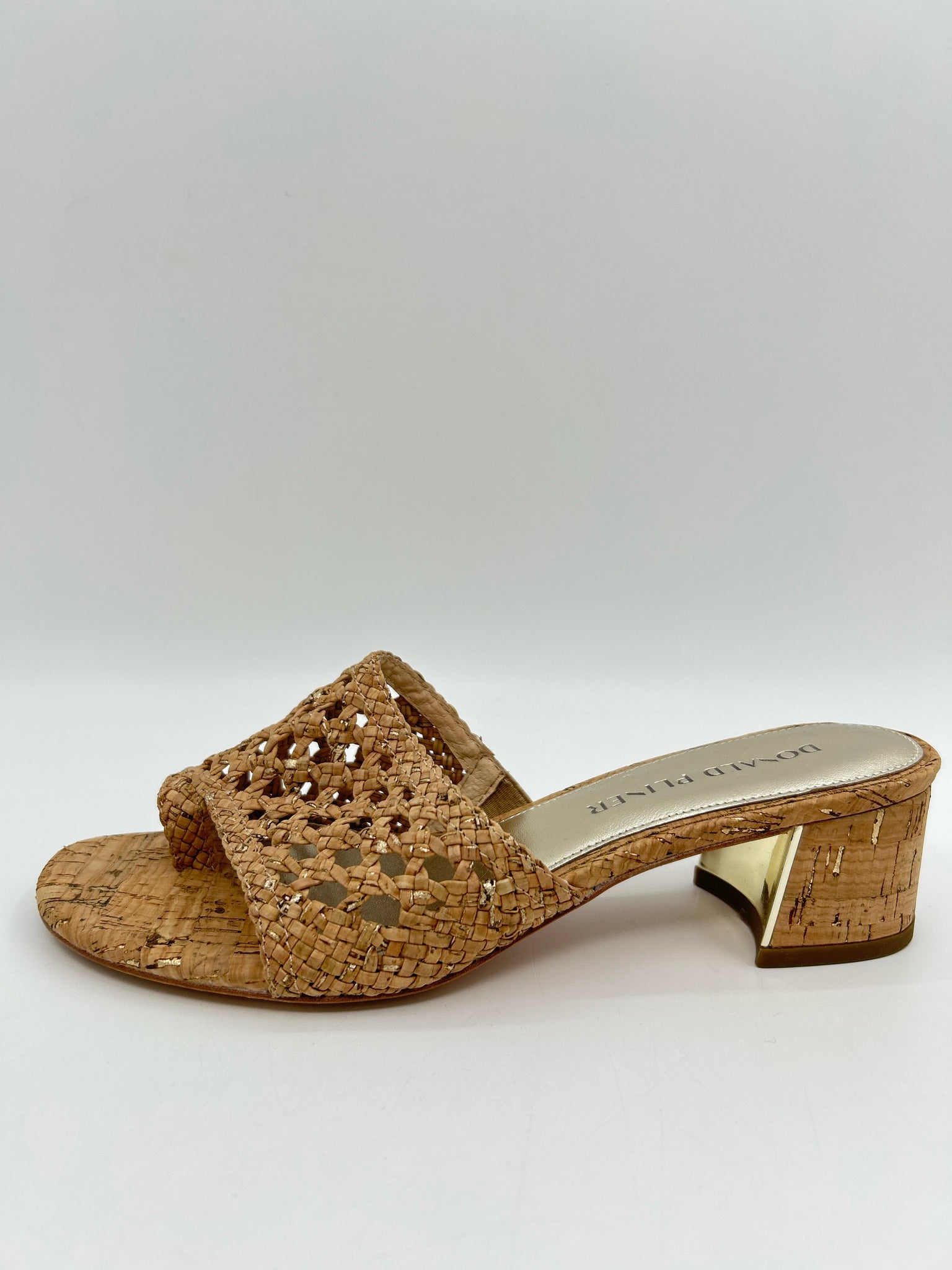DONALD PLINER Size 8M BROWN AND GOLD Women Sandal