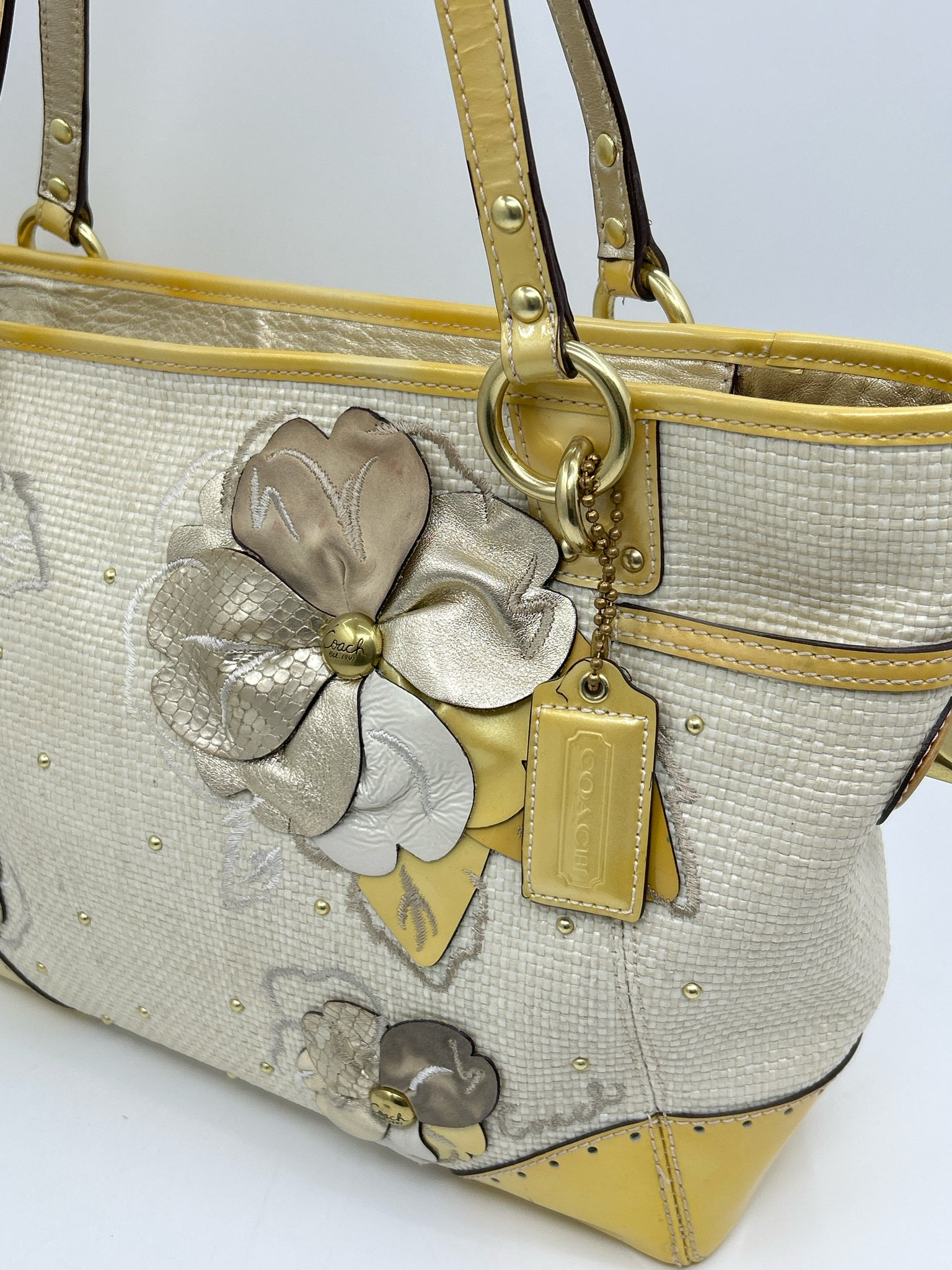 Coach CREAM AND YELLOW Women Tote