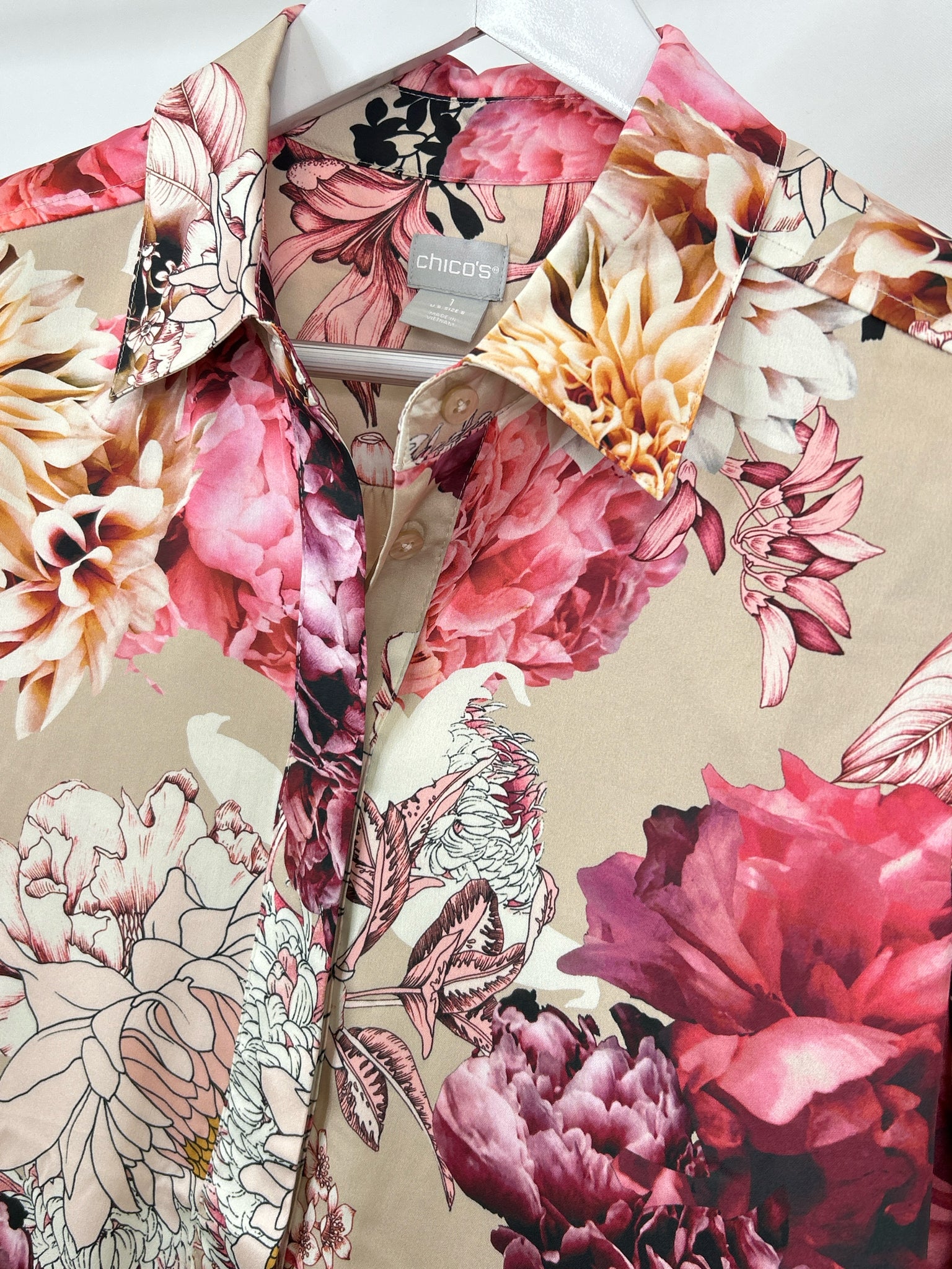 CHICO'S Size M Pink Print Women Dress NWT