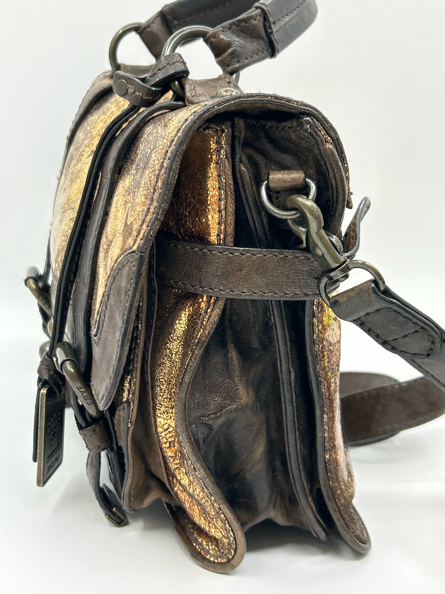 FRYE Gold and Brown Women Purse
