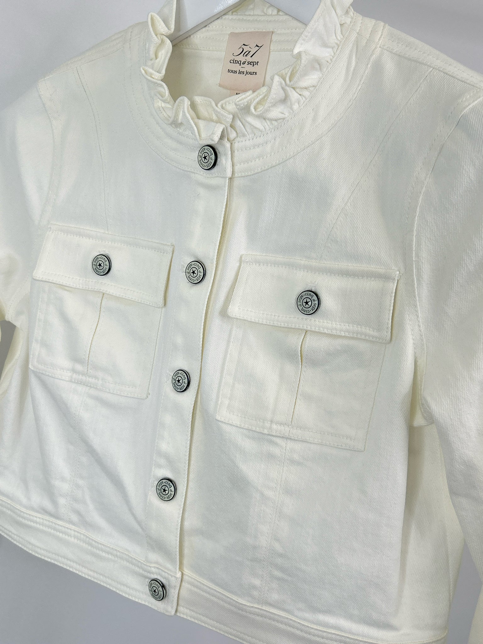 Cinq A Sept NWT Size M white denim Women Jacket