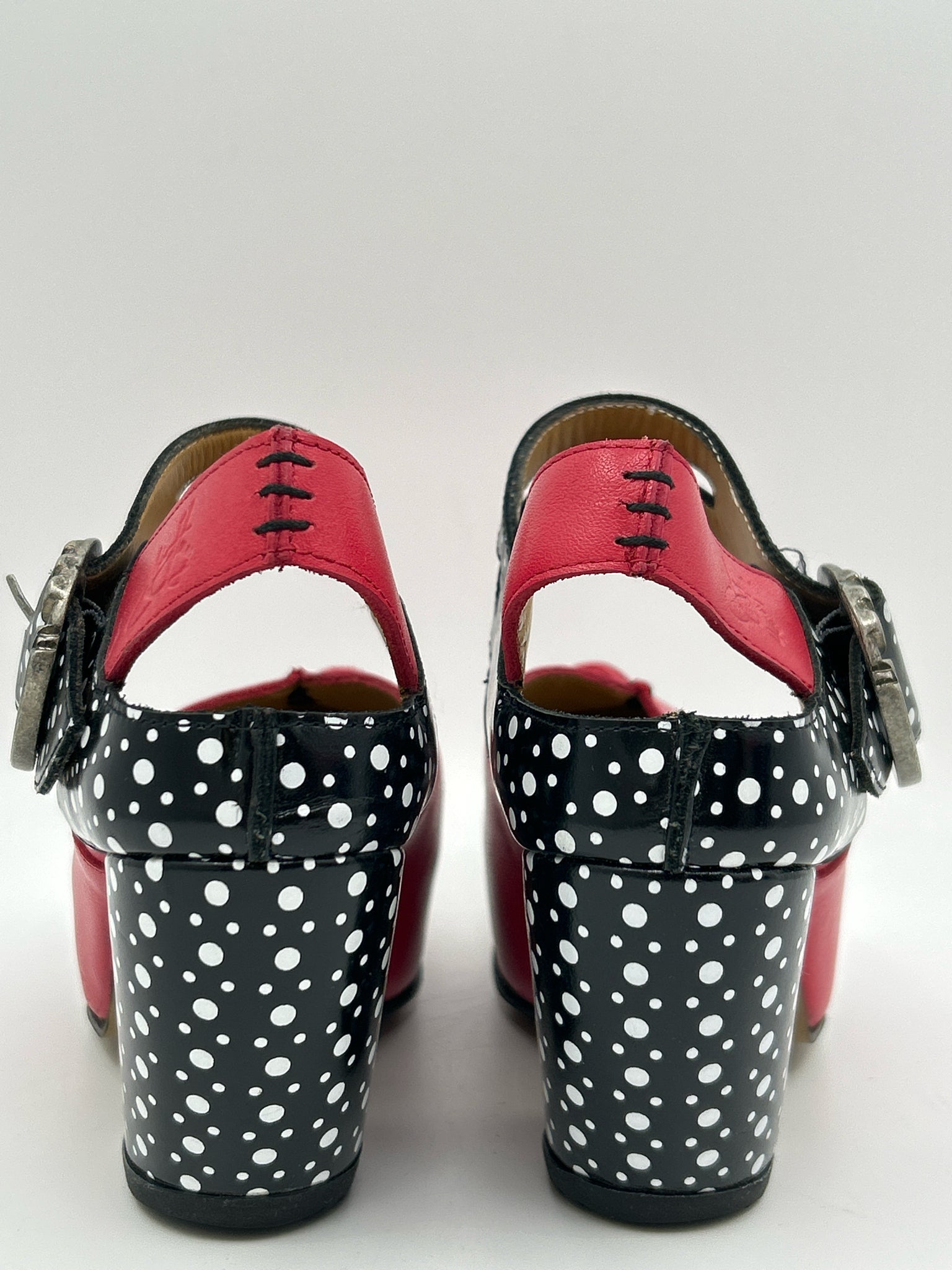 JOHN FLUEVOG Size 6.5 Red & Black Women Pumps