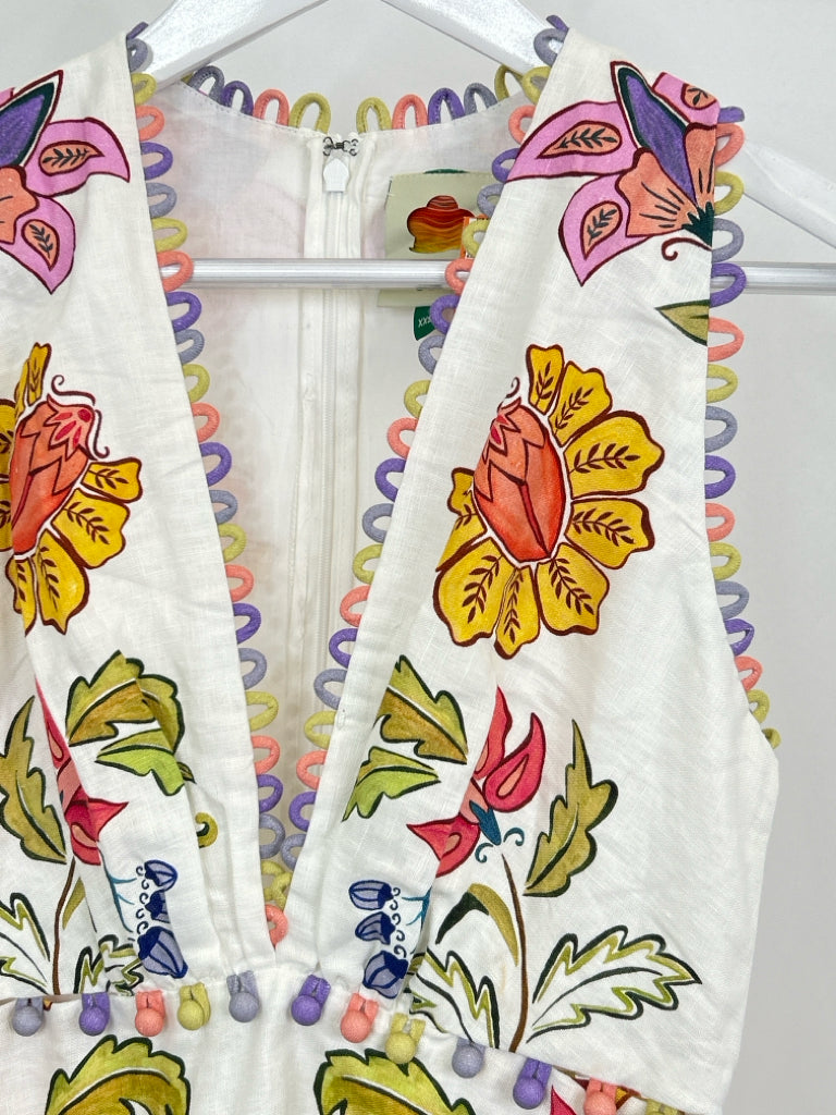 FARM RIO Size XXS White Floral Women's Dress